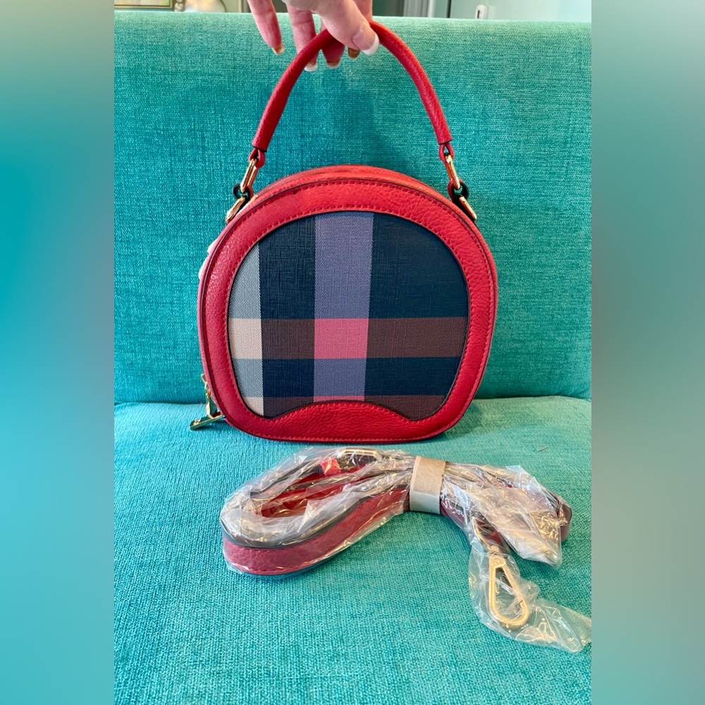New Alyssa Red Plaid crossbody bag